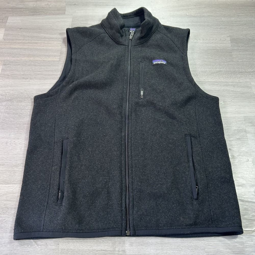 Patagonia Better Sweater Vest Mens Large Black Fleece Full Zip Pockets 25881